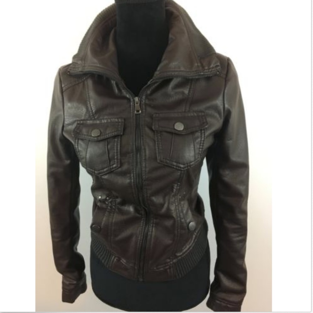 Ci Sono Vegan Leather Bomber Jacket Sz S